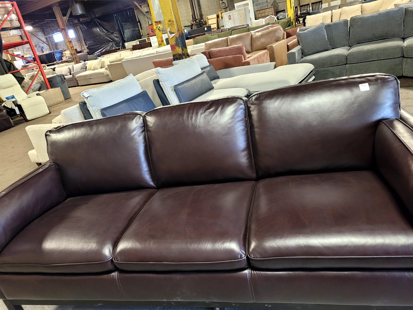 Virton 87" Leather Sofa (Ranch Brown)