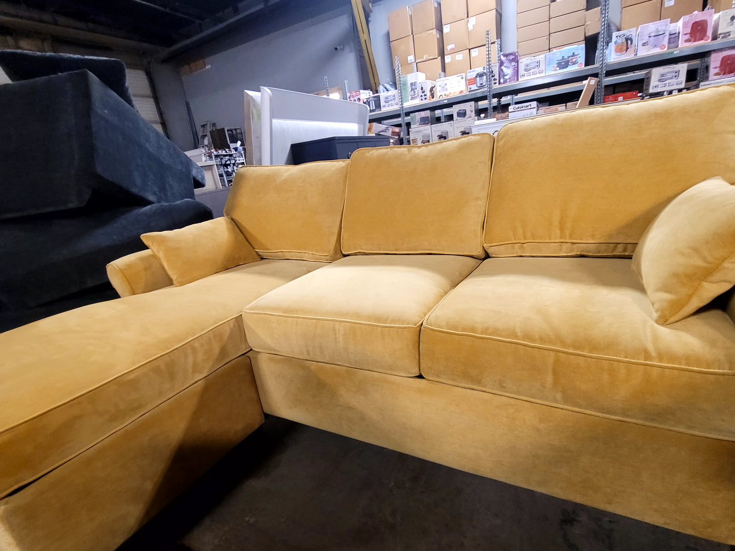 Lidia 82" Fabric 2-Pc. Reversible Chaise Sectional Sofa w/ Storage Ottoman- yellow