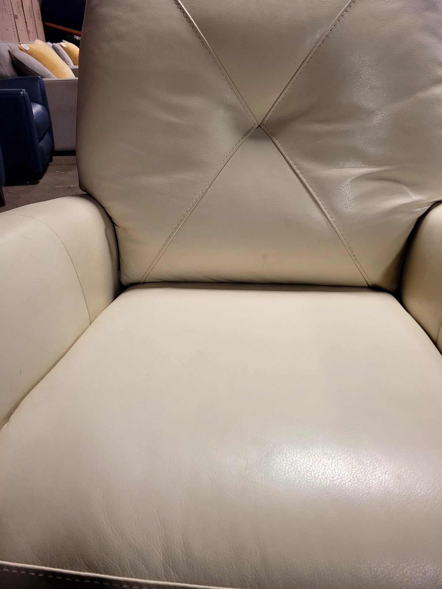 Myia Tufted Back Leather Recliner (off white)