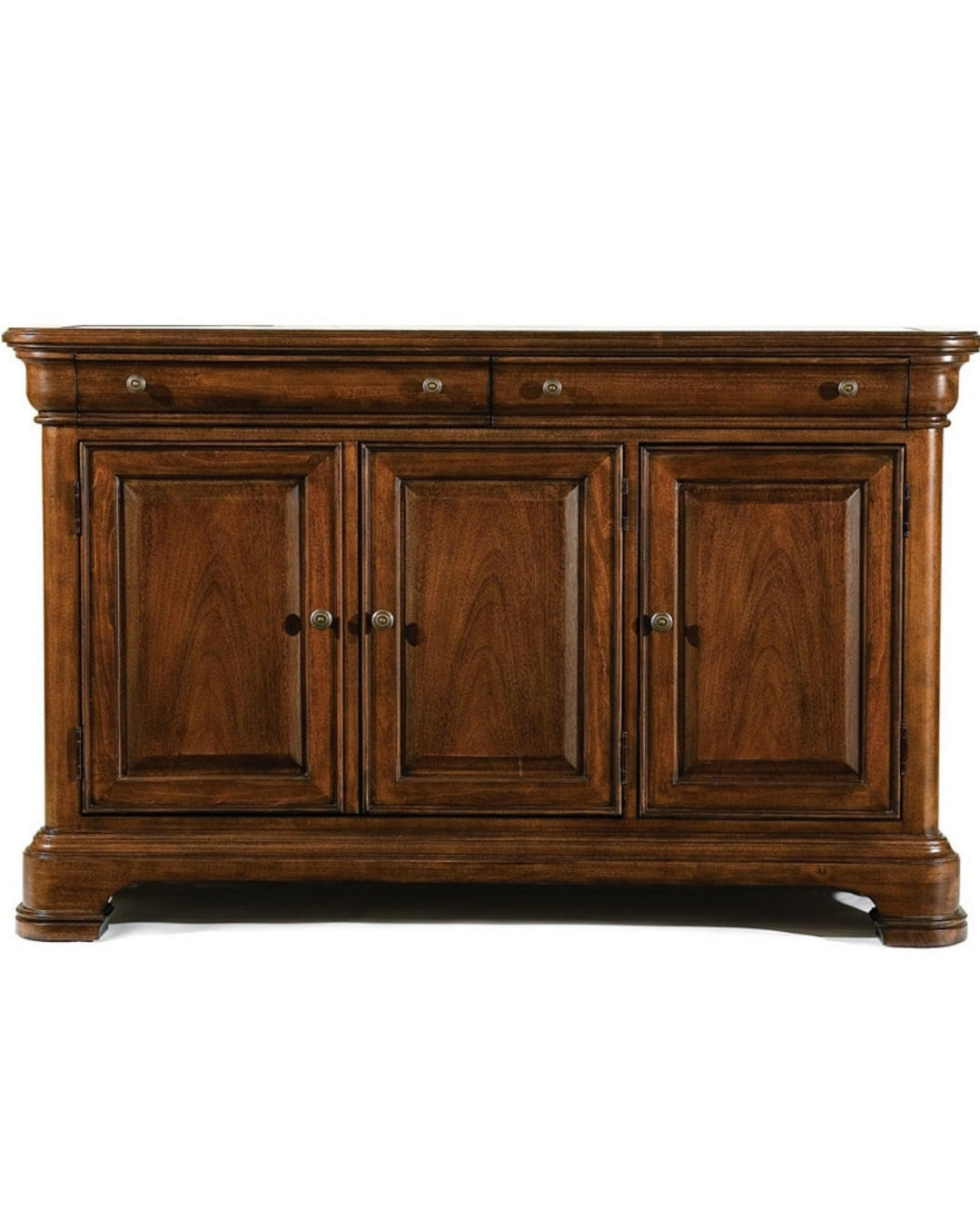 Evolution 2 Drawer 3 Door Credenza with Marble Top in Rich Auburn Finish Wood