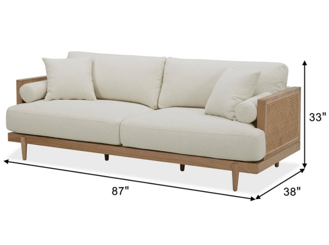 Kellsie 87" Fabric Sofa (Ivory)