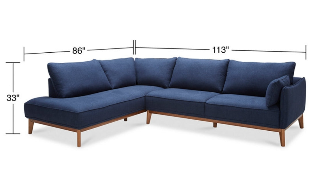 Jollene 113" 2-Pc. Fabric Sectional (Midnight Blue)