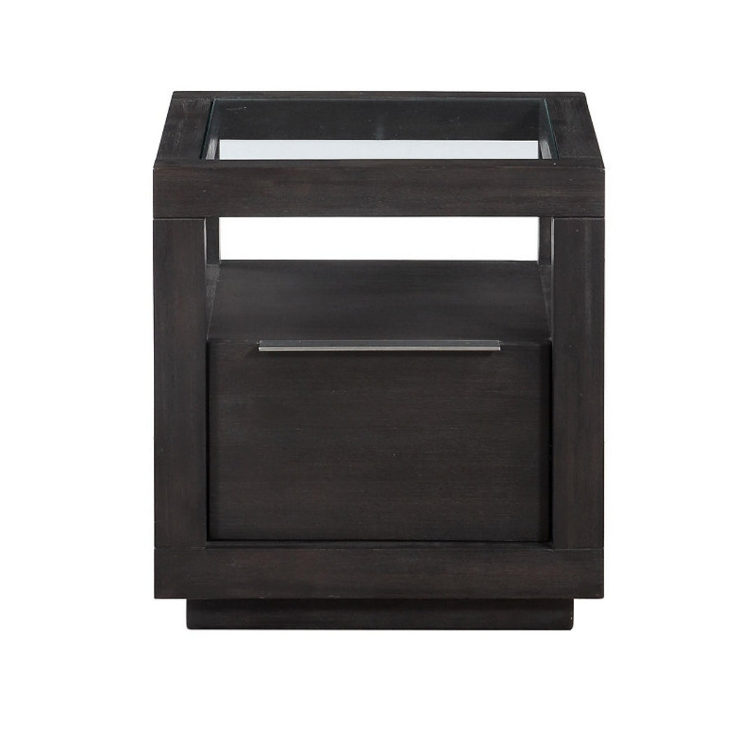 Tivie Wood End Table (Basalt Gray)