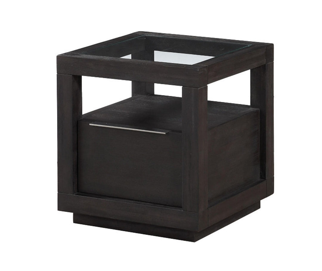 Tivie Wood End Table (Basalt Gray)