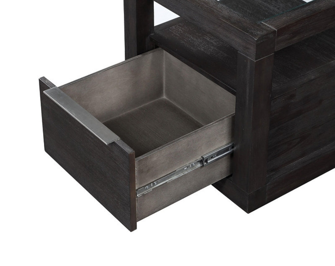 Tivie Wood End Table (Basalt Gray)