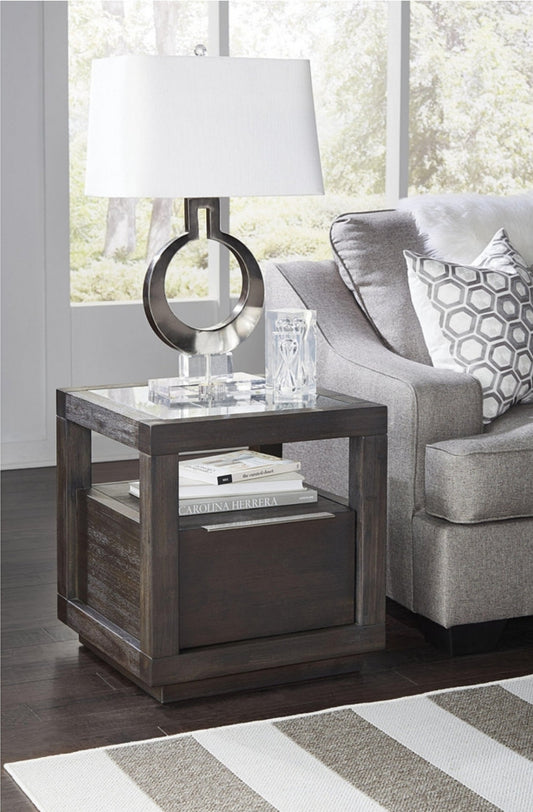 Tivie Wood End Table (Basalt Gray)