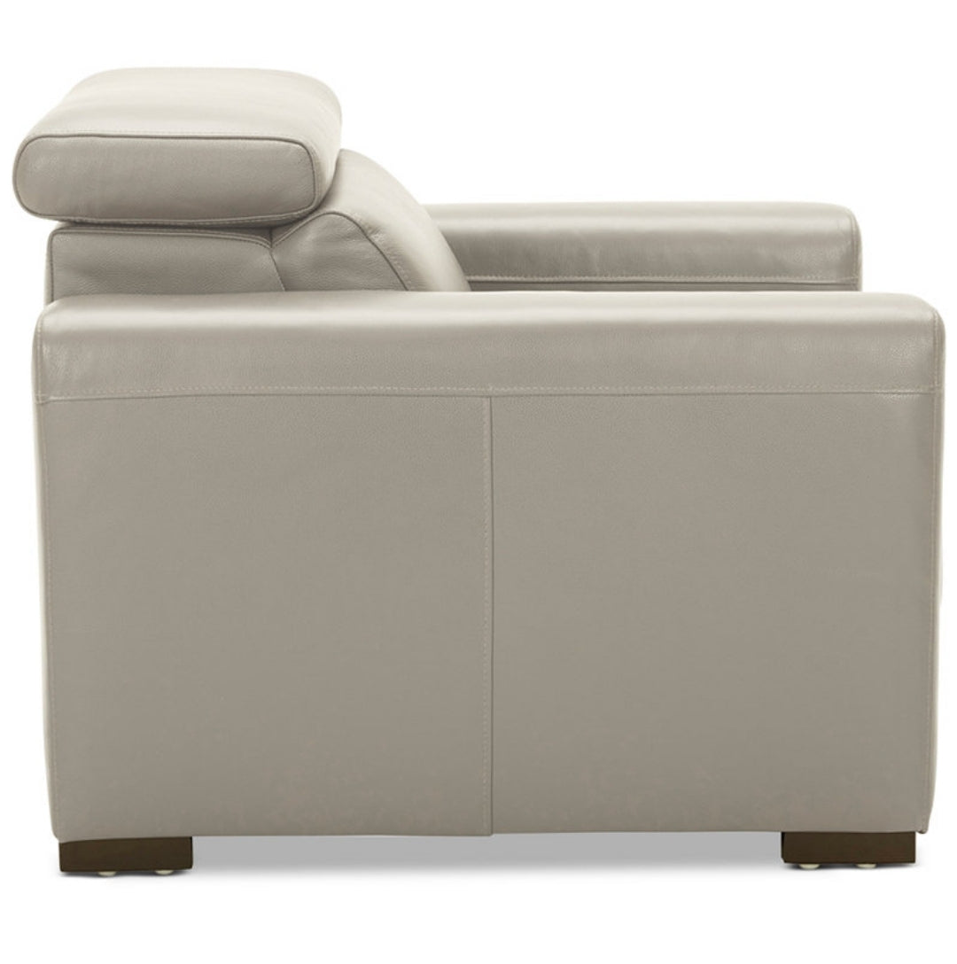 Nevio 39" Leather Power Recliner with Rachet Headrest (Argento Stone Ivory)