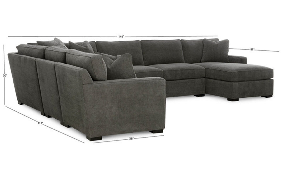 Radley 5-Piece Fabric Chaise Sectional Sofa (Heavenly Mocha Grey)