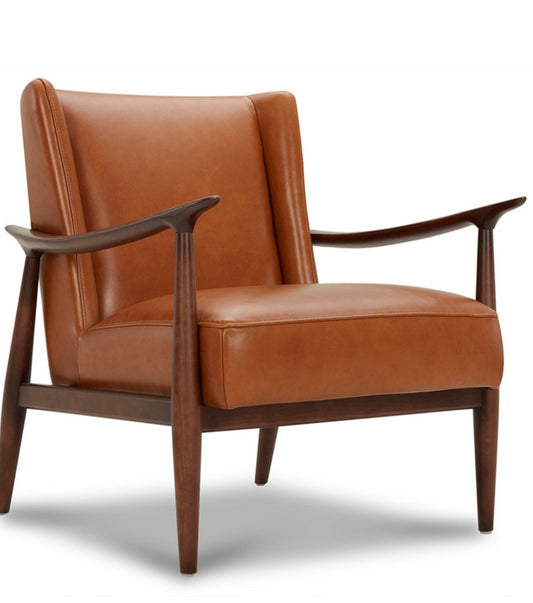 Jollene 29" Leather Winged Accent Chair