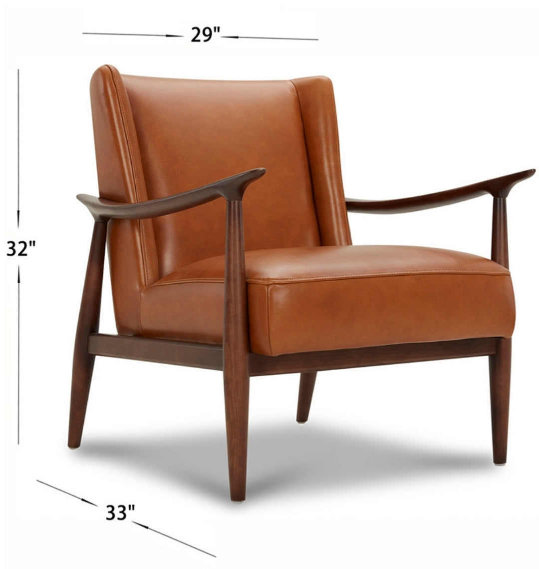 Jollene 29" Leather Winged Accent Chair
