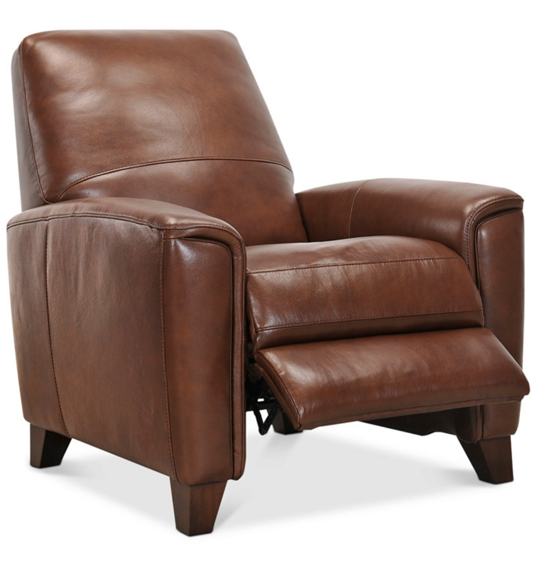 Brayna 35" Classic Leather Pushback Recliner (Brown)