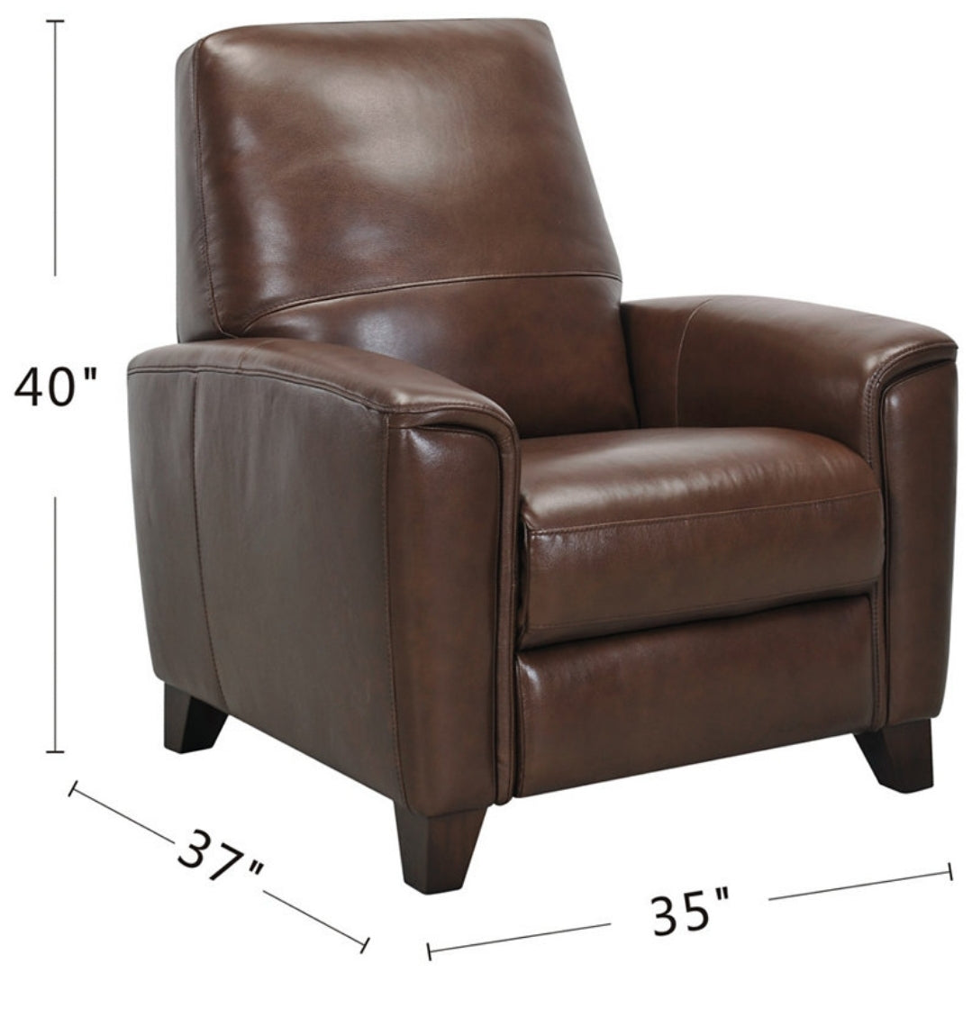 Brayna 35" Classic Leather Pushback Recliner (Brown)