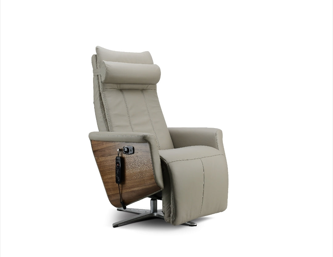 Svago Swivel SV500 Zero Gravity Recliner Chair (Taupe & Walnut)