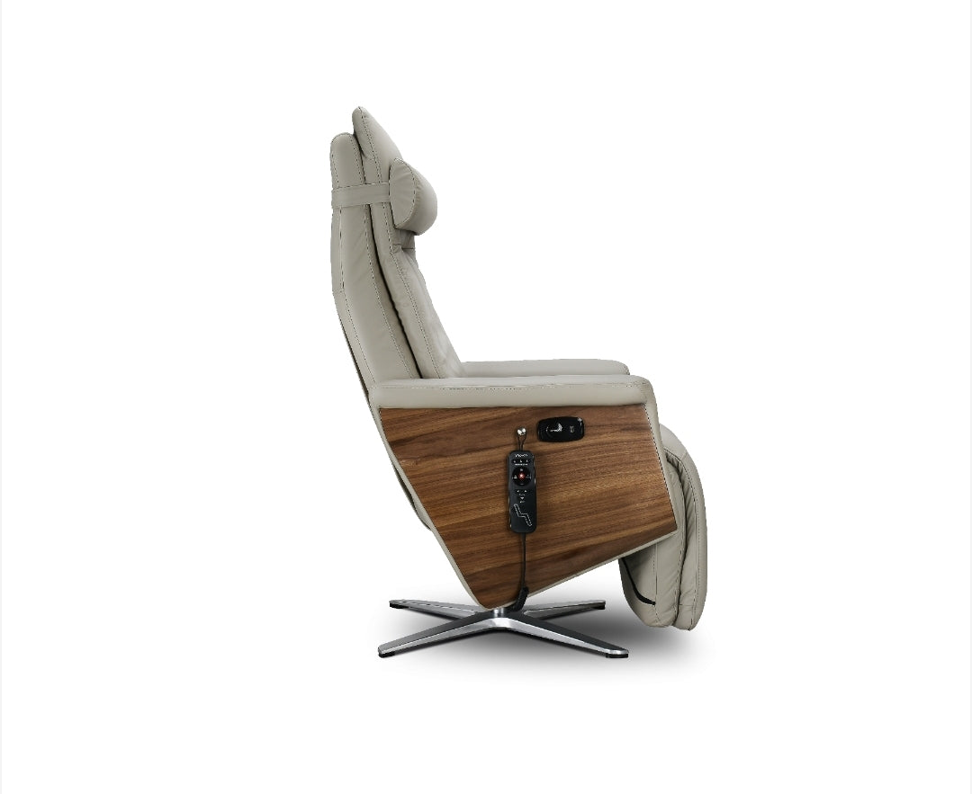 Svago Swivel SV500 Zero Gravity Recliner Chair (Taupe & Walnut)