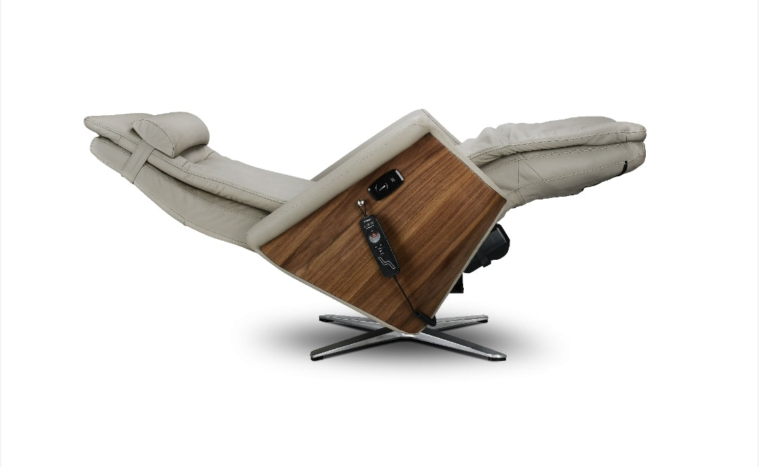 Svago Swivel SV500 Zero Gravity Recliner Chair (Taupe & Walnut)