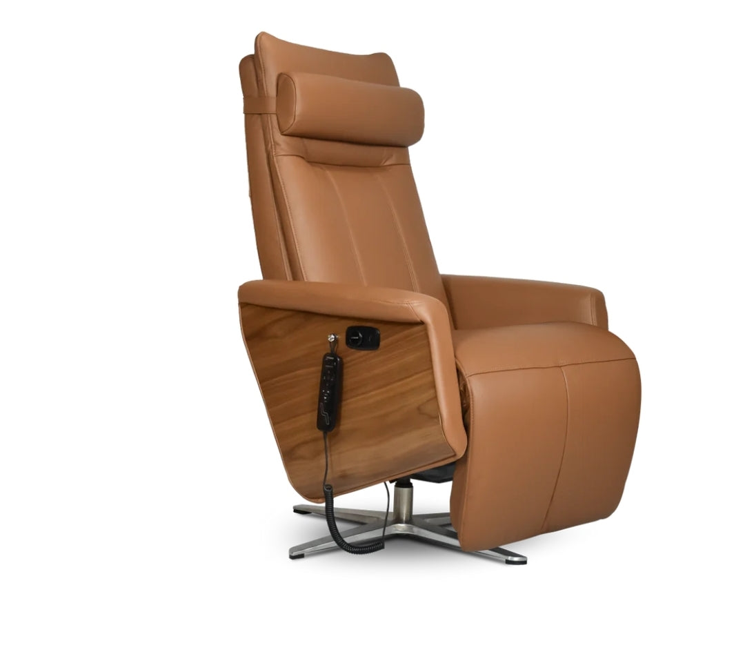 Svago Swivel Zero Gravity Recliner (Toffee & Walnut)