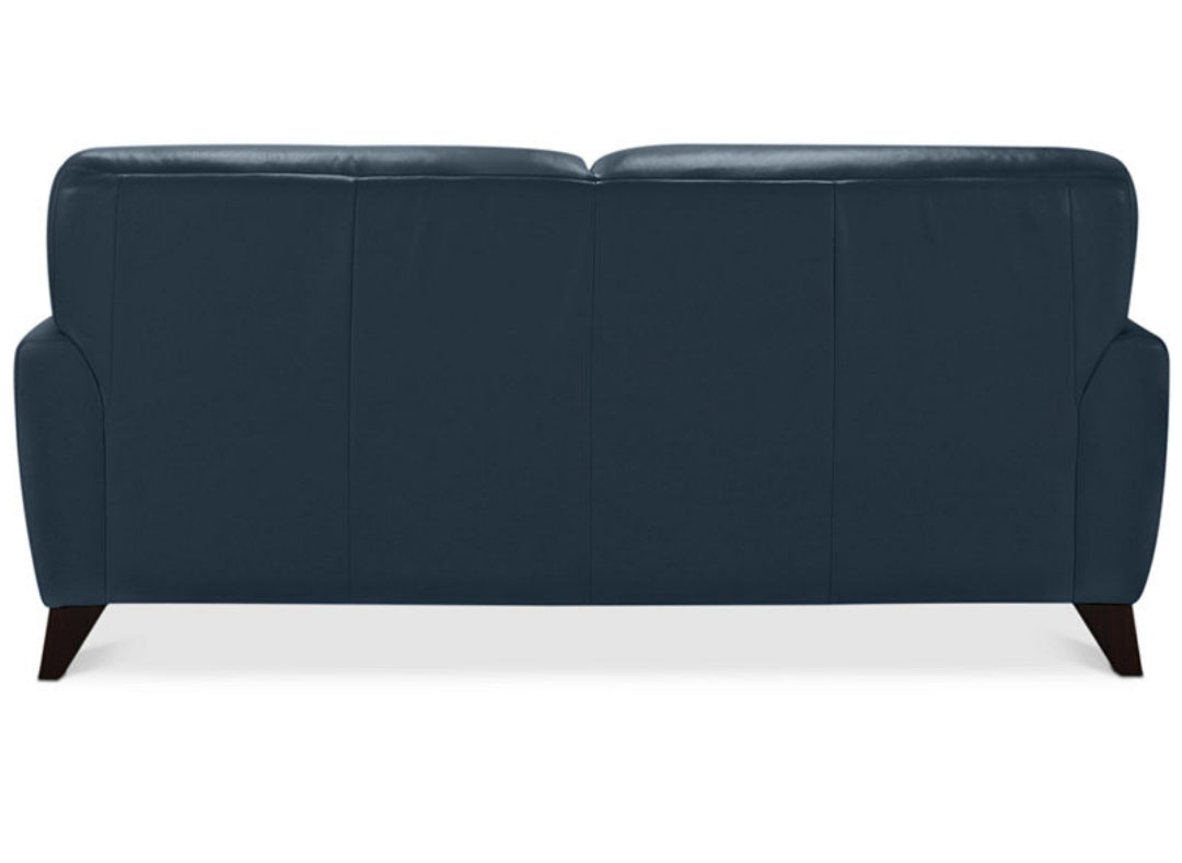 Myia 82" Tufted Back Leather Sofa (Peacock Blue)