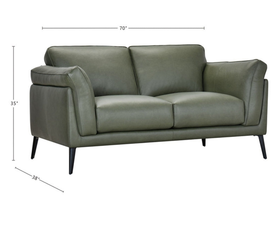 Keery 70" Leather Loveseat (Moss)