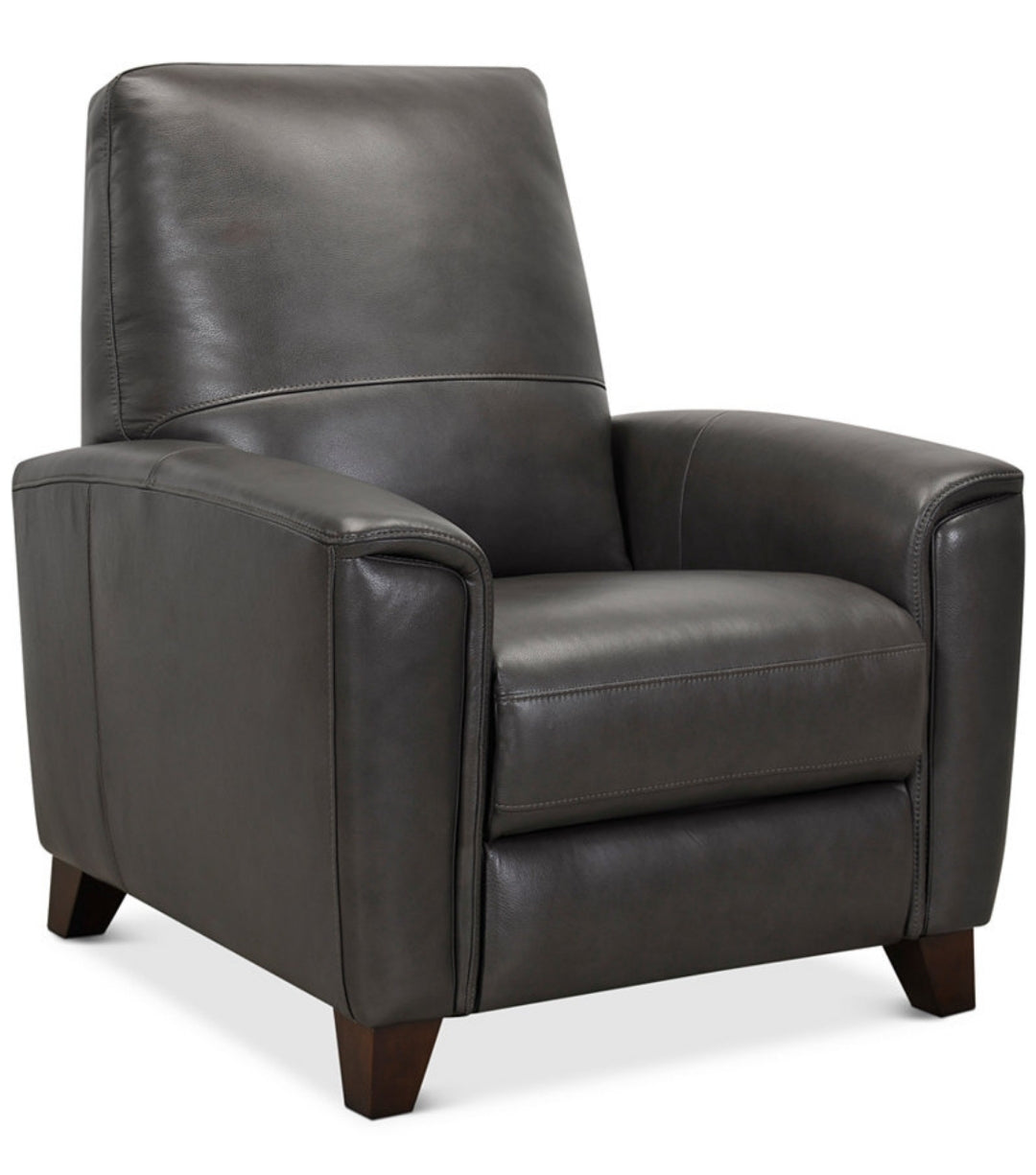 Brayna 35" Classic Leather Pushback Recliner (Charcoal)