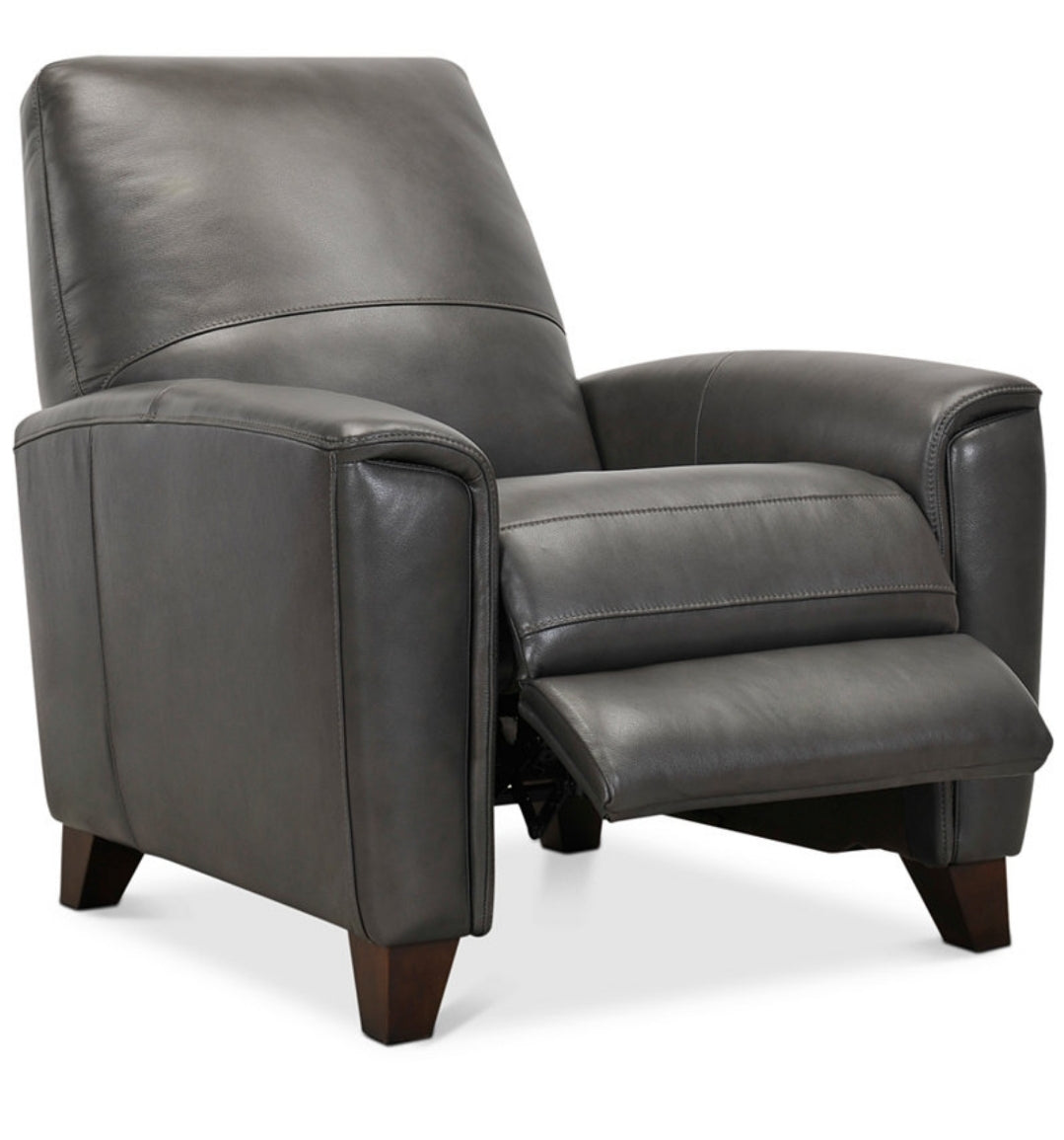Brayna 35" Classic Leather Pushback Recliner (Charcoal)