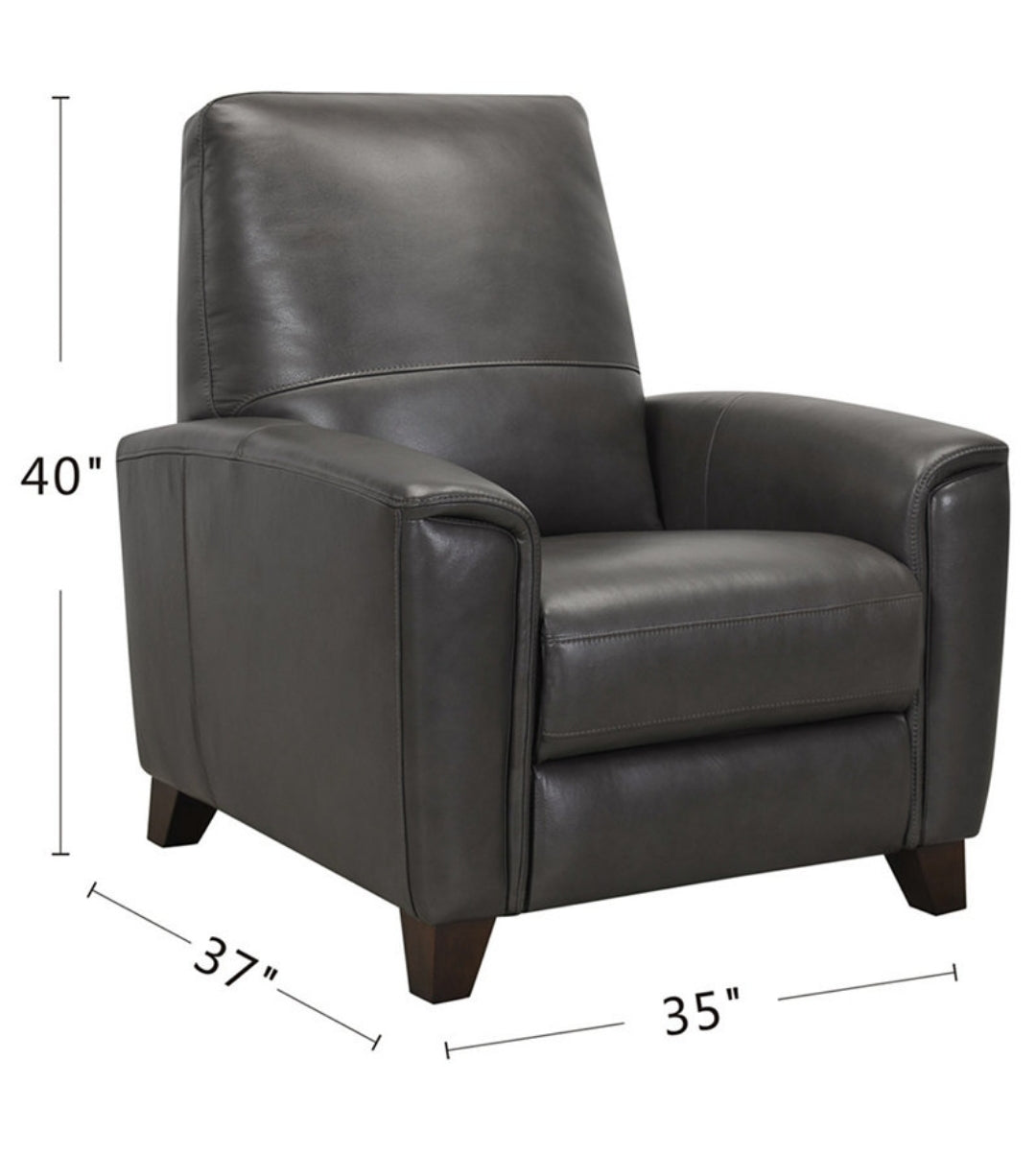 Brayna 35" Classic Leather Pushback Recliner (Charcoal)