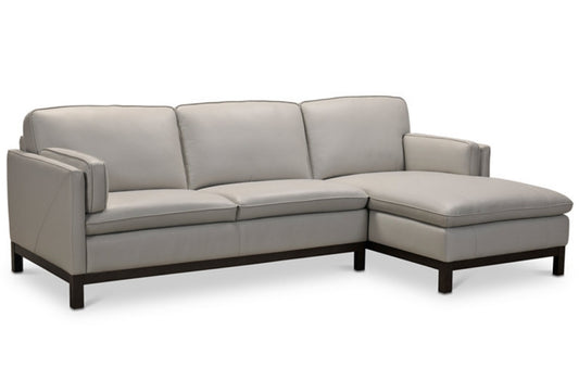 Virton 2-Pc. Leather Chaise Sectional Sofa (Dove Grey)