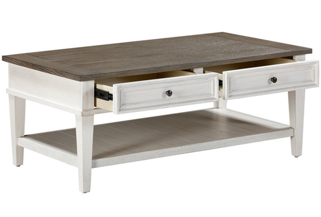 Dawnwood 48" Wood Rectangular Cocktail Table (White)