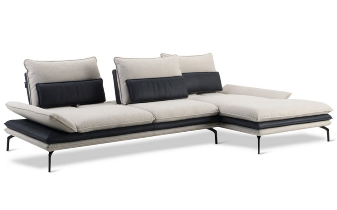 Evanora 2-Pc. Fabric & Leather Sectional