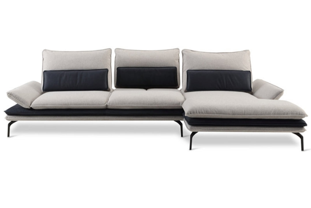 Evanora 2-Pc. Fabric & Leather Sectional