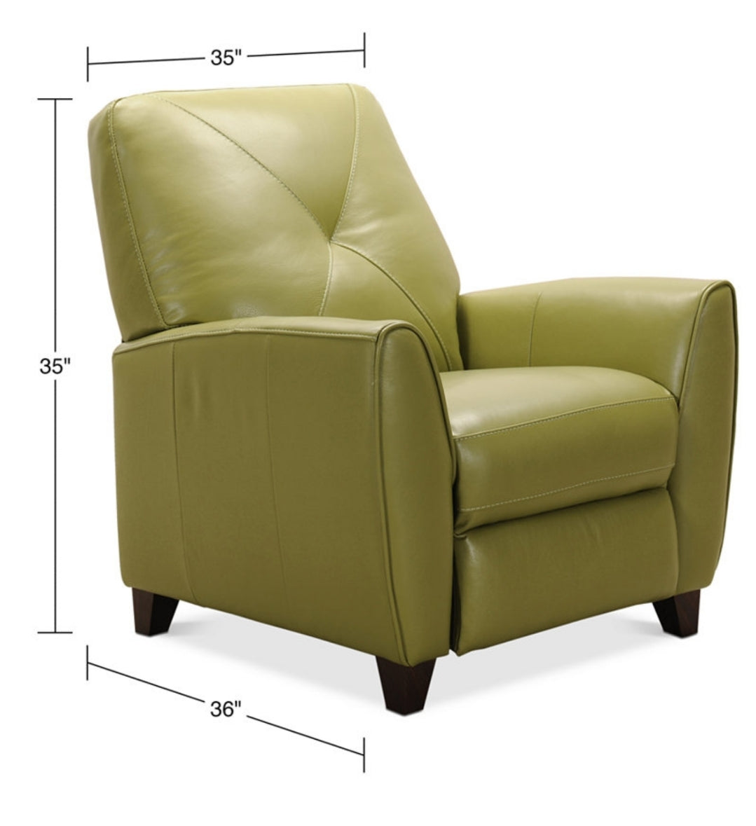 Myia Tufted Back Leather Pushback Recliner (Green Apple)