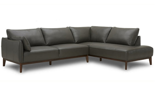 Jollene Leather 2-Pc. Sectional with Chaise (Dark Grey)