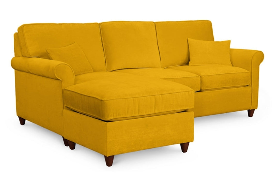 Lidia 82" Fabric 2-Pc. Reversible Chaise Sectional Sofa w/ Storage Ottoman- yellow