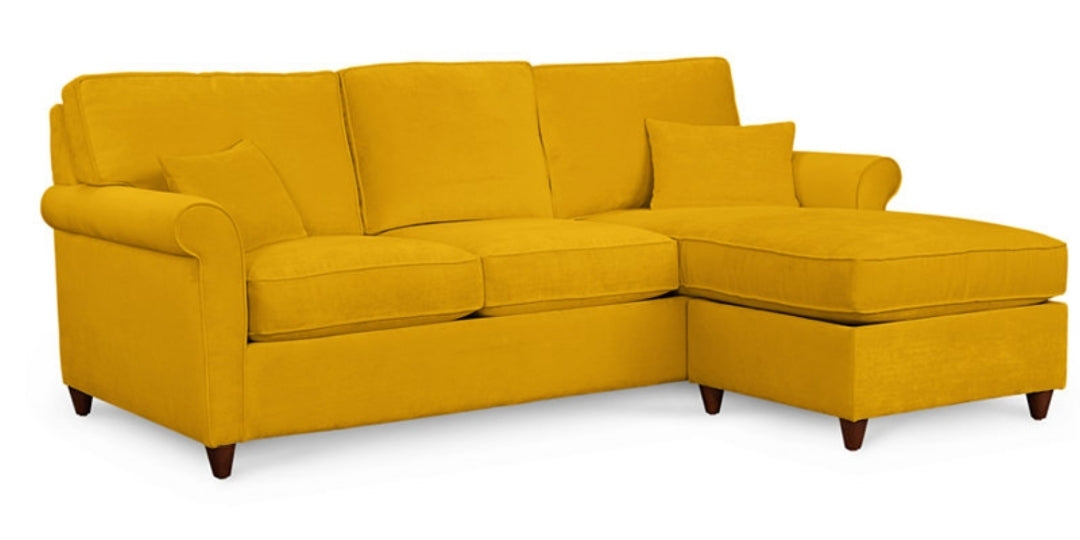 Lidia 82" Fabric 2-Pc. Reversible Chaise Sectional Sofa w/ Storage Ottoman- yellow