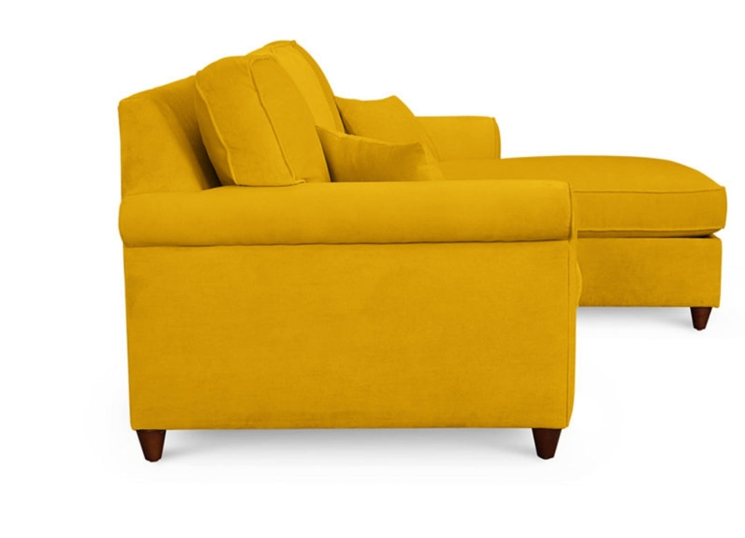 Lidia 82" Fabric 2-Pc. Reversible Chaise Sectional Sofa w/ Storage Ottoman- yellow