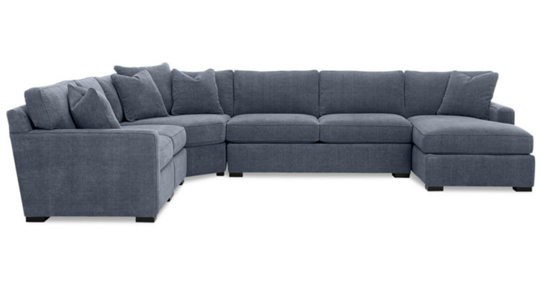 Radley 5-Piece Fabric Chaise Sectional Sofa (Heavenly Naval Blue)