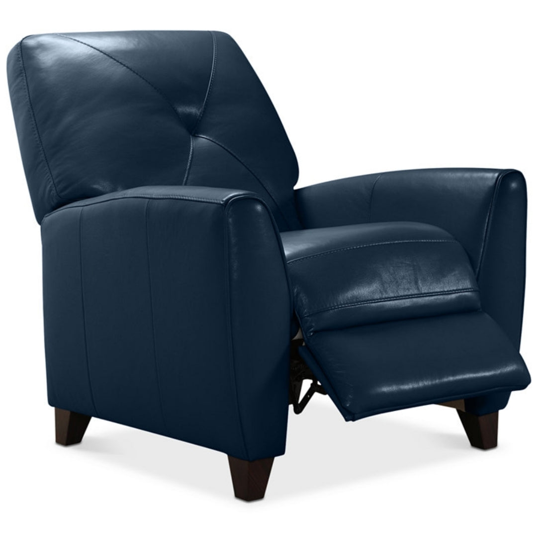 Myia Tufted Back Leather Pushback Recliner (Peacock Blue)