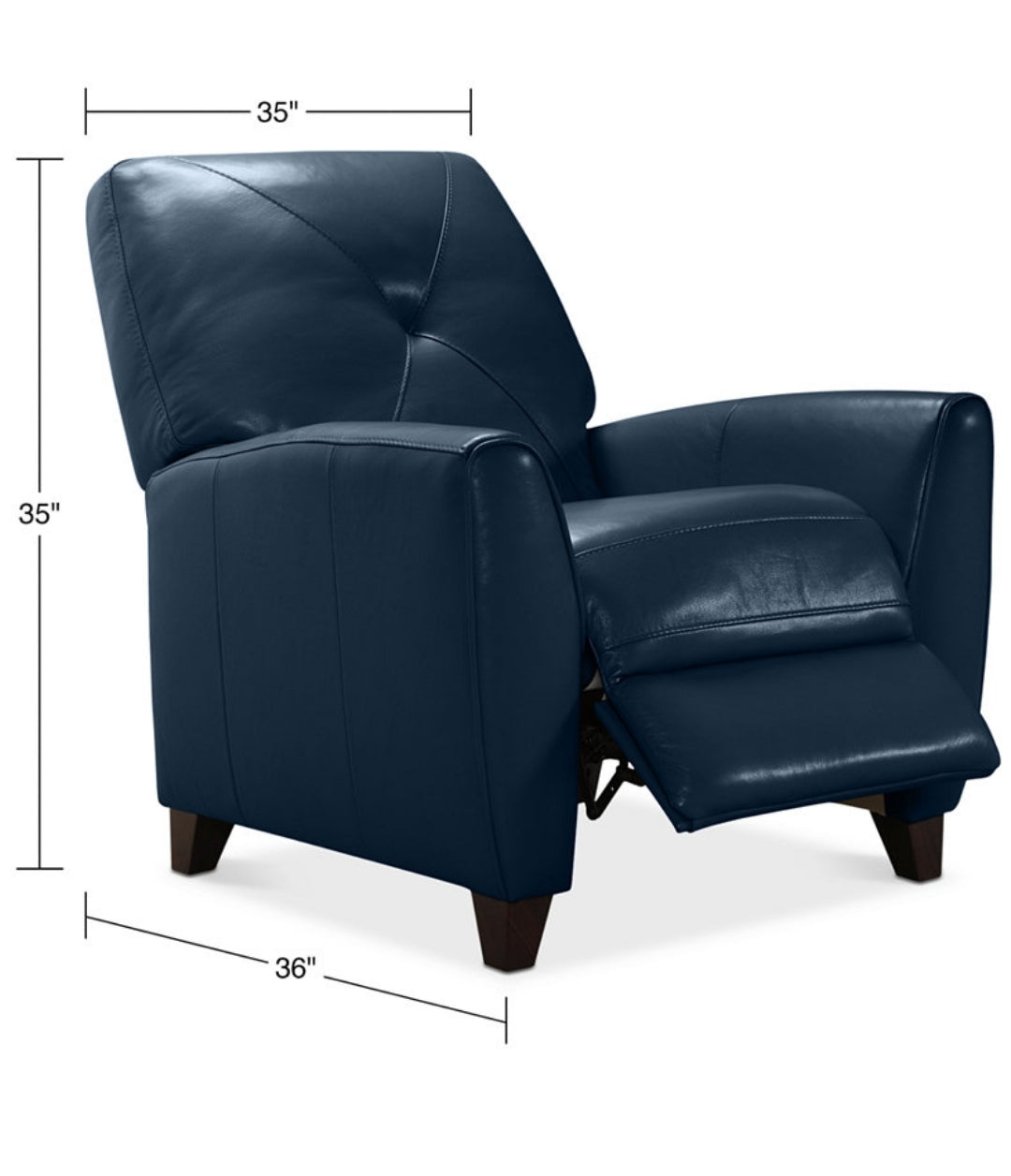 Myia Tufted Back Leather Pushback Recliner (Peacock Blue)