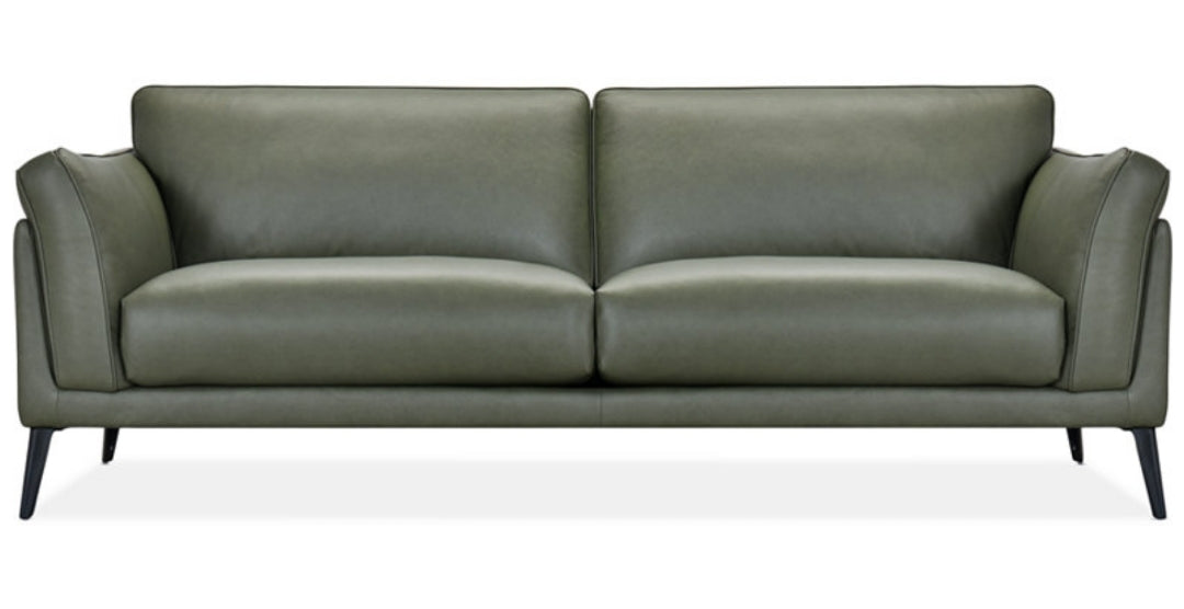 Keery 91" Leather Sofa (Moss)