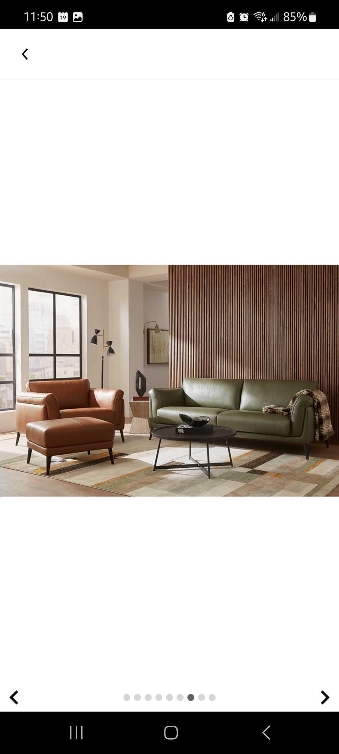 Keery 91" Leather Sofa (Moss)