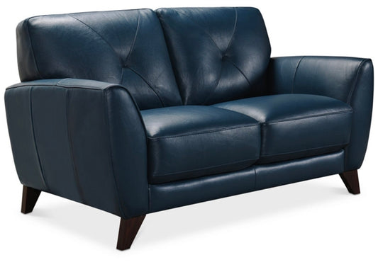 Myia 62" Leather Loveseat (Peacock Blue)