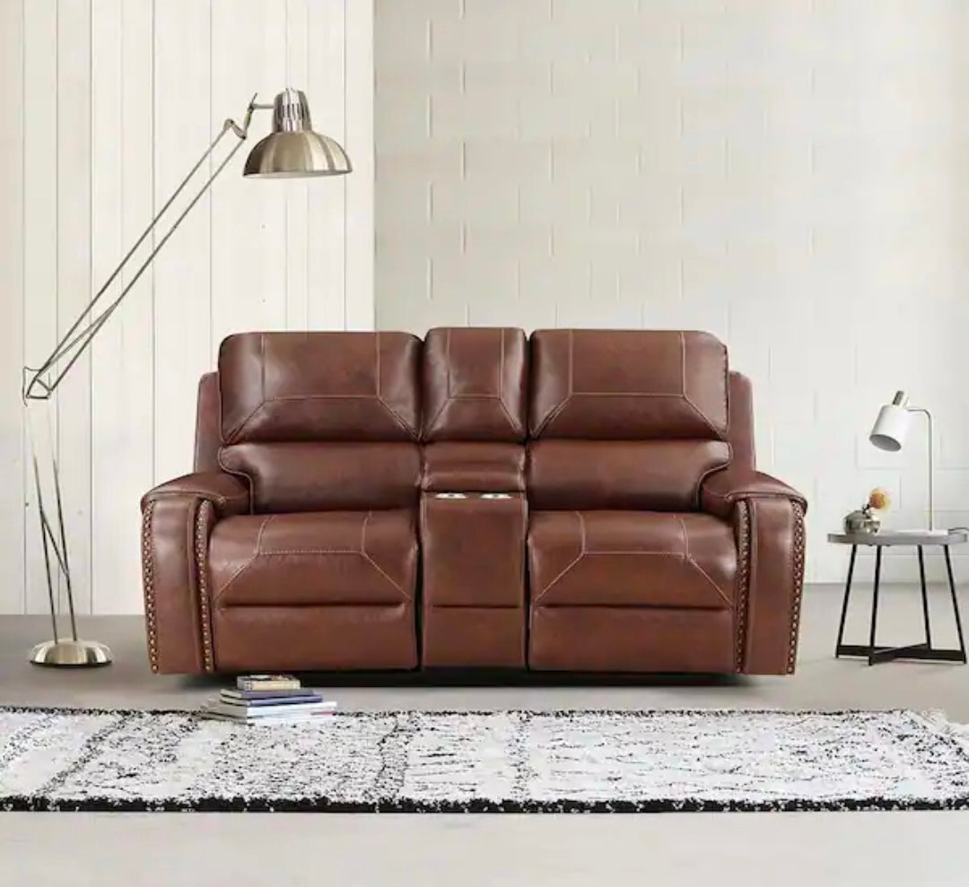 76 in. W Pillow Top Arm Faux Leather Rectangle 3-Piece Manual Reclining Sofa Set in Brown