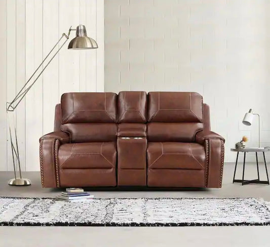 76 in. W Pillow Top Arm Faux Leather Rectangle 3-Piece Manual Reclining Sofa Set in Brown