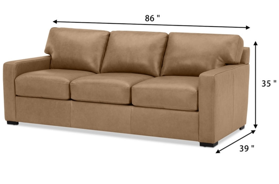 Radley 86" Leather Sofa (Light Natural)