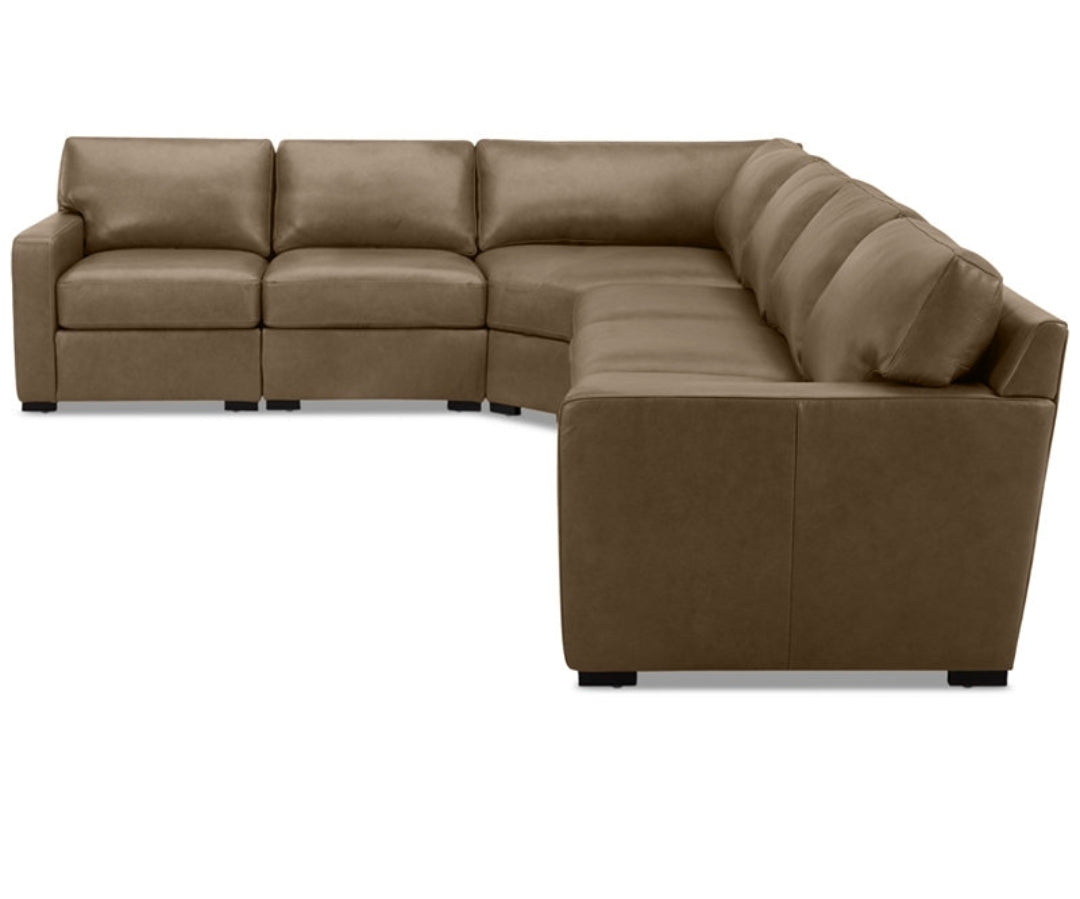Radley 148" 5-Pc. Leather Square Corner L Shape Modular Sectional