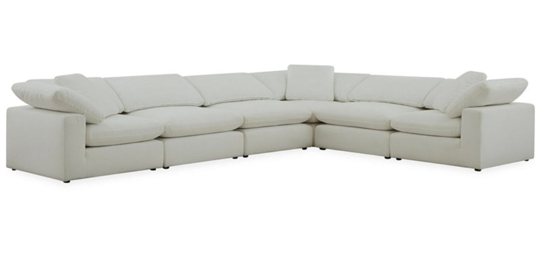Fog 6-Pc. Fabric L-Sectional Sofa Set (White)