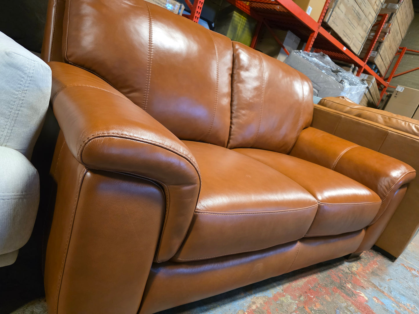 Cobbie 69" Leather Loveseat (Brandy)