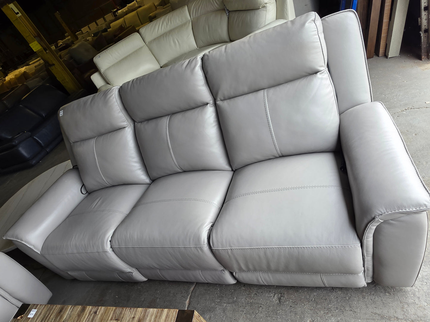 Addyson 88" 3-Pc. Leather Sofa with 2 Zero Gravity Recliners with Power Headrests (Ash)