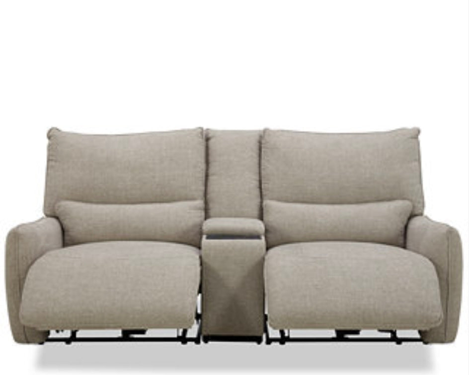 Olper 2-Pc. Fabric Zero Wall Sectional Power Motion Sofa w/ console