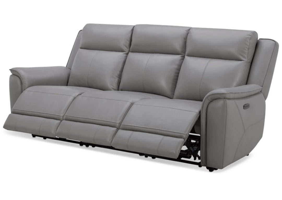 Addyson 88" 3-Pc. Leather Sofa with 2 Zero Gravity Recliners with Power Headrests (Ash)