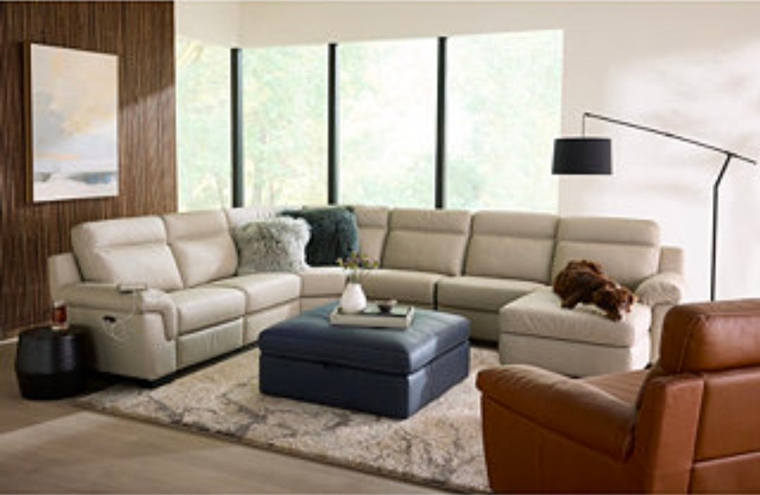 Julius II 6-Pc. Leather Chaise Sectional with 2 Power Recliners